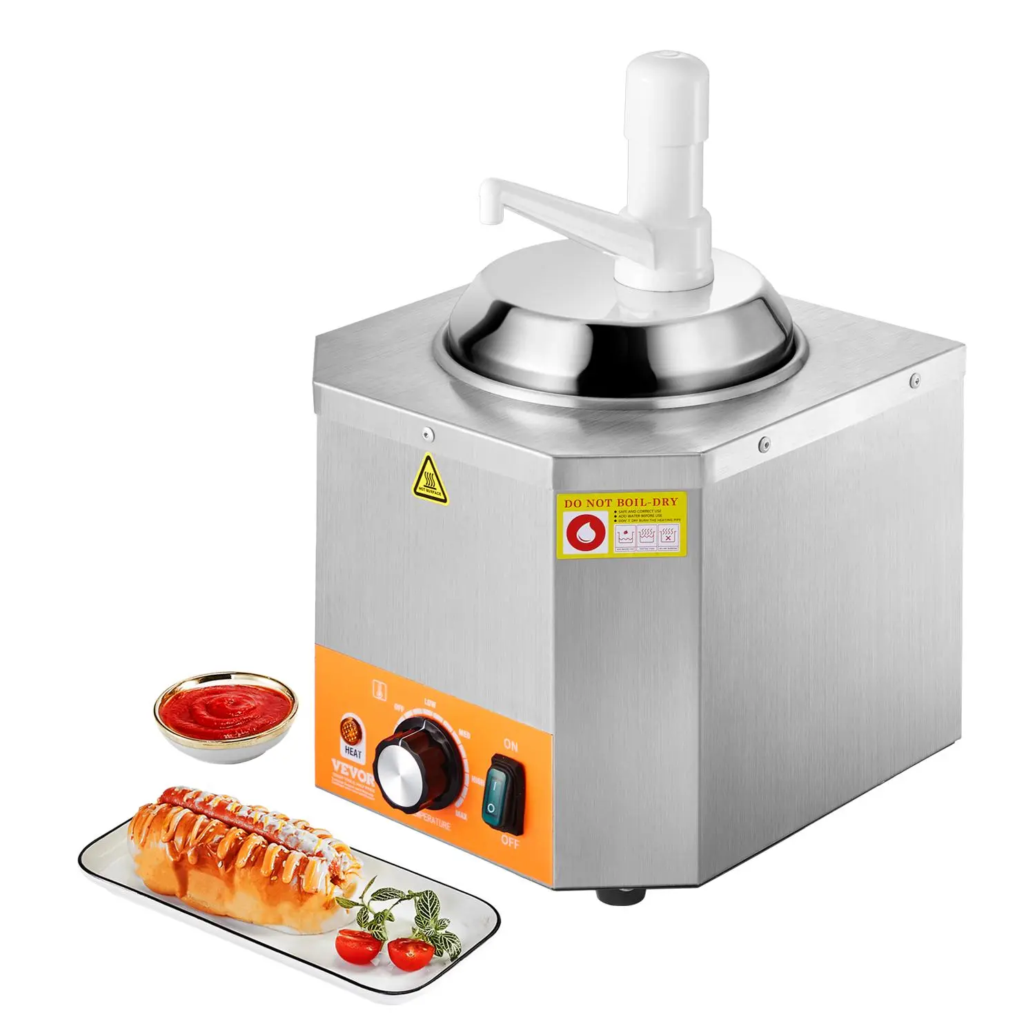 【summerfinds】VEVOR 2.4L Commercial Electric Cheese Dispenser with Plastic Pump, Temp-Adjustable (86-230℉) Cheesefountain, Anti-Corrosion Water Tank Sauce Warmer for Snack Bars, Father's Day Gift