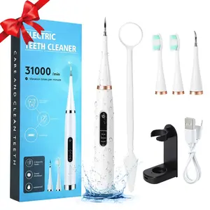Rechargeable Electric Teeth Cleaner, Teeth Cleaning Machine, 4 Jet Tips for Use, USB Rechargeable, Ideal for Family Home Care and Travel Care, Oral Care, Massage Modes for Deep Clean,Professional Dental Scaler Tool for Healthier Gums and Whiter Teeth