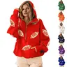 Ommig Women's Oversized Game Day Hoodie Casual Long‑Sleeve Half‑Zip Pullover with Sequin Football Print Kangaroo Pocket