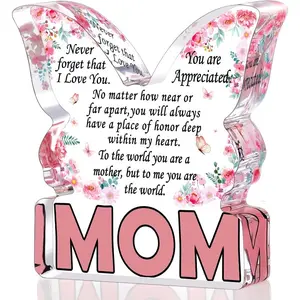 Creative Christmas Gift for Mom, Unique Birthday Present Idea, Best Mother's Day Gift, Acrylic Butterfly Shape Sign Novelty Decor, Acrylic Photo Plaque, Decorative Plaque