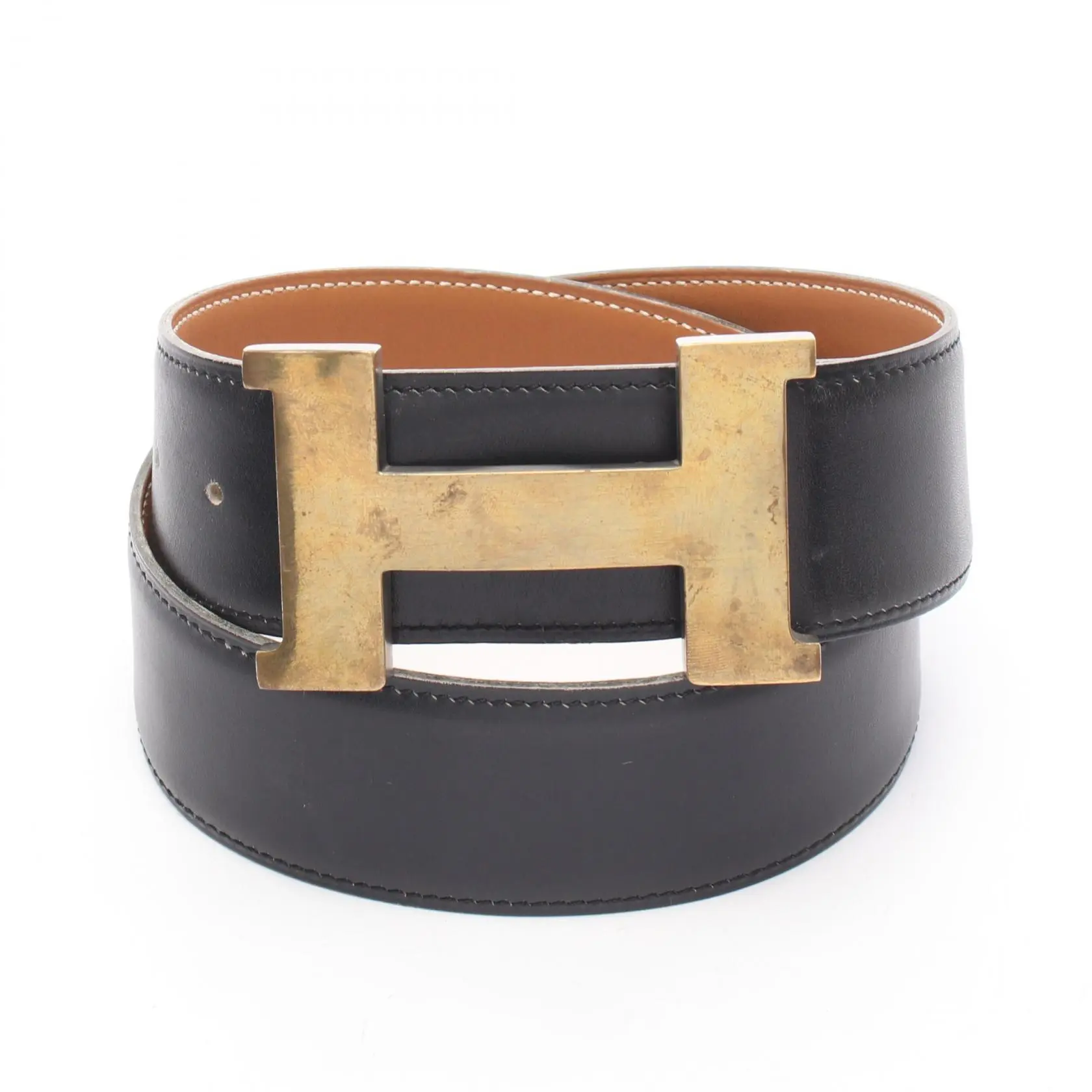 Pre-owned HERMÈS Calfskin Small Leather Goods Hermes Constance H Boxcalf Belt