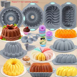 nonstick pan To encounter 66/45/21 Pieces Silicone Baking Set 7 Cups Tubular Cups 45 Mini Loaf Pans for Banana Bread Sandwiches Pound Cakes Meatloaf Mousses Jellies Chocolates Christmas Gift Bakeware Circular