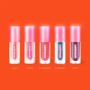 Laurynlux Individual Hydrating Lip Oils - Peach, Cherry, Strawberry, Blueberry, Grape - Moisturizing Lip Care