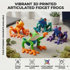 4pcs 3D Printed Frog Magnets – Articulated Realistic Frog Refrigerator Magnets for Kitchen, Office & Decor