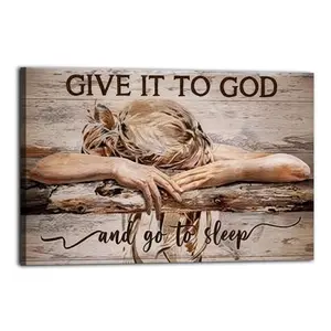 Christian Sleeping Girl wood Canvas Wall Art Poster Poster for Bedroom Aesthetic Canvas Wall Art Living Room Posters Painting Picture Print Modern Family Decor Artist Bathroom Poster frame option
