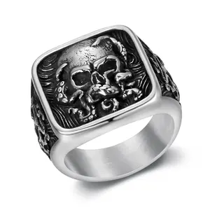Skeleton Octopus Ring, Gothic Punk Style Skeleton Octopus Monster Pattern Stainless Steel Men's Ring, Halloween, Daily Party Witchy Jewelry