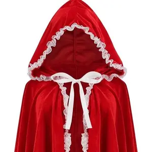 Velvet Red Riding Hooded Velvet Cloak Halloween Christmas Cosplay Party Fancy Cape Clothes Fairy Fabric Gothic