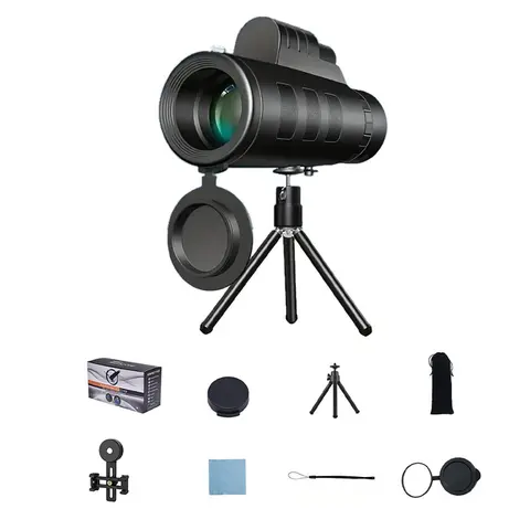 HD Single-tube Portable Travel Telescope with Phone Holder & Tripod, Travel Waterproof Monocular for Outdoor Camping Travel Hiking Fishing Sightseeing Concert, Solocamping, Bikepacking, Glamping