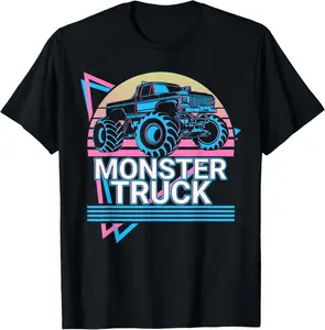 100%cotton Monster Truck Retro T-Shirt  Top plain  tops