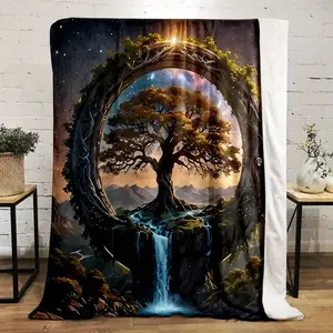 Tree Of Life Flannel Blanket – Soft, Durable All-Season Throw With Mystical Waterfall & Celestial Design – Perfect For Home, Office, Camping, Or Travel – Ideal Gift (31X47In/ 50X59In/ 59X78In), Allseason Blanket |   Celestial Pattern Blanket |   Easycare
