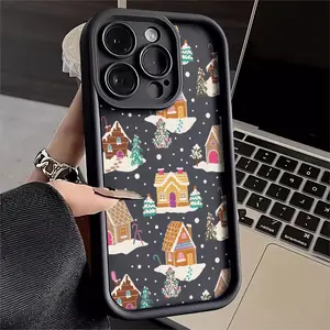 Christmas Gingerbread Houses Phone Case Suitable for Apple iPhone 17 E Air Pro ProMax iPhone16 15 14 Plus 13 12 Mini 11 X XS XR Shock Proof All Inclusive Lens Protection Girlish Style Cute Can Be Given to Friends