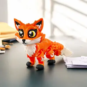1pc of Large-headed Fox Figurine, Suitable for Home/office Decoration During Halloween, Christmas, Easter, Valentine's Day, and Thanksgiving. Features Realistic Texture and Stylish Design, Made of PLA Material. Ideal for Festive Occasions