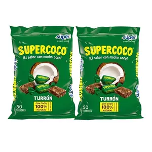 Super-Coco Turron 2-Pack – 100 Pieces Total (2×50) 250g Bags – Colombian Coconut Candy Bulk