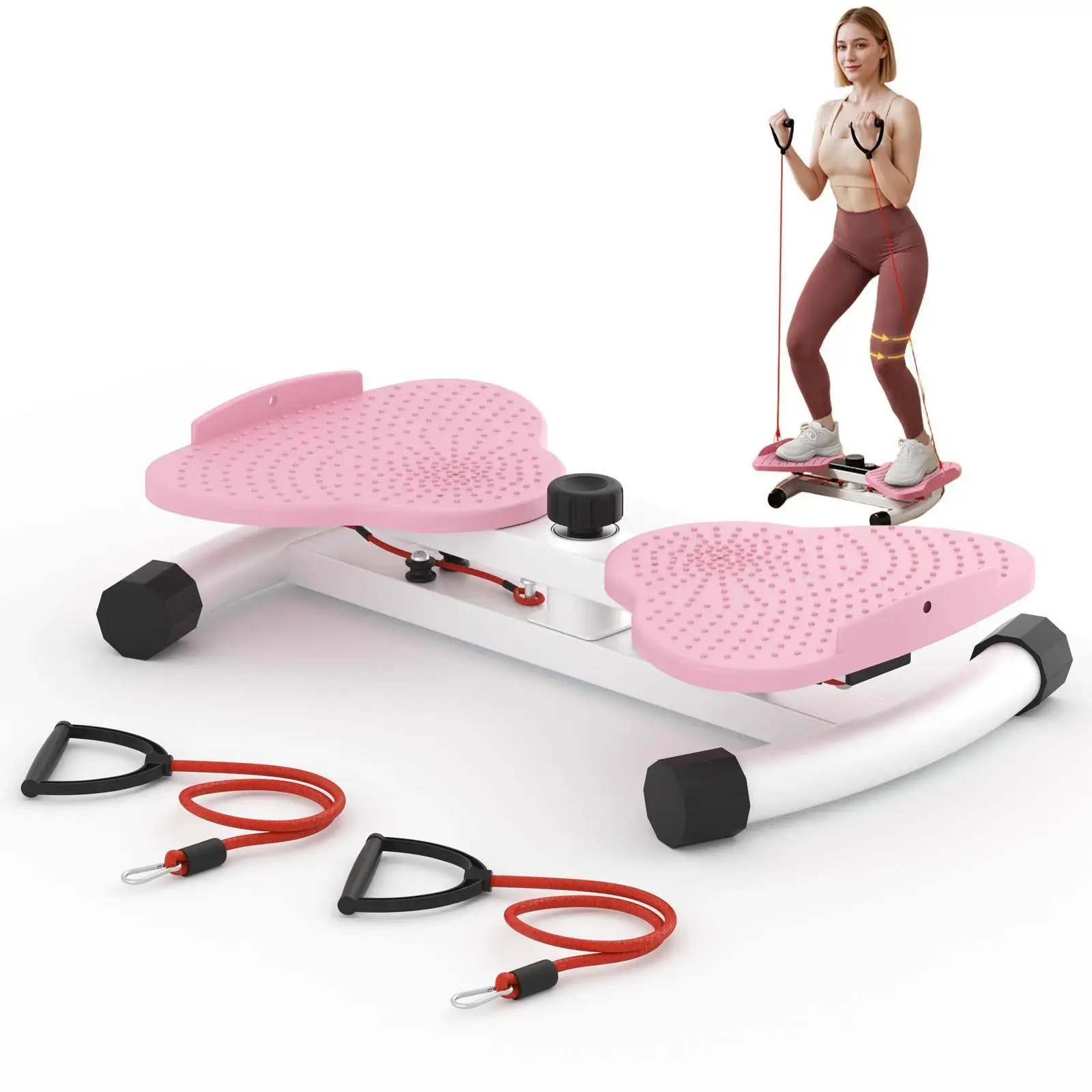 High-Capacity Twist Board Waist Twister Machine - 300 lbs Capacity, Anti-Skid, Low Noise, Stable, Portable Fitness Equipment with Elastic Ropes for Women's At-Home & Gym Workouts, Ultra-Quiet