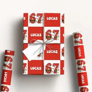 [Blackk Friday Sale]Personalized Six Seven Wrapping Paper, Funny 67 Meme Gift Wrap for Birthdays, Holiday Wrapping Roll, Gift Wrap for Teens, Trendy Gift Wrap xmas luxury festive unique gift wrap paper decor