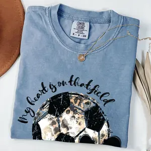 Comfort Colors My Heart is On That Field Soccer Shirt, Soccer Mom Shirt, Leopard Heart Shirt, Mom Gift, Soccer Tshirt, Comfort Colors Shirt