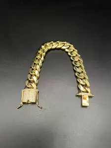 Men's Miami Hip-Hop Cuban Bracelet, Stainless Steel Hand Chain Design, Durable Zirconia Clasp, All-Season Party Accessory, Cuban Link Bracelet