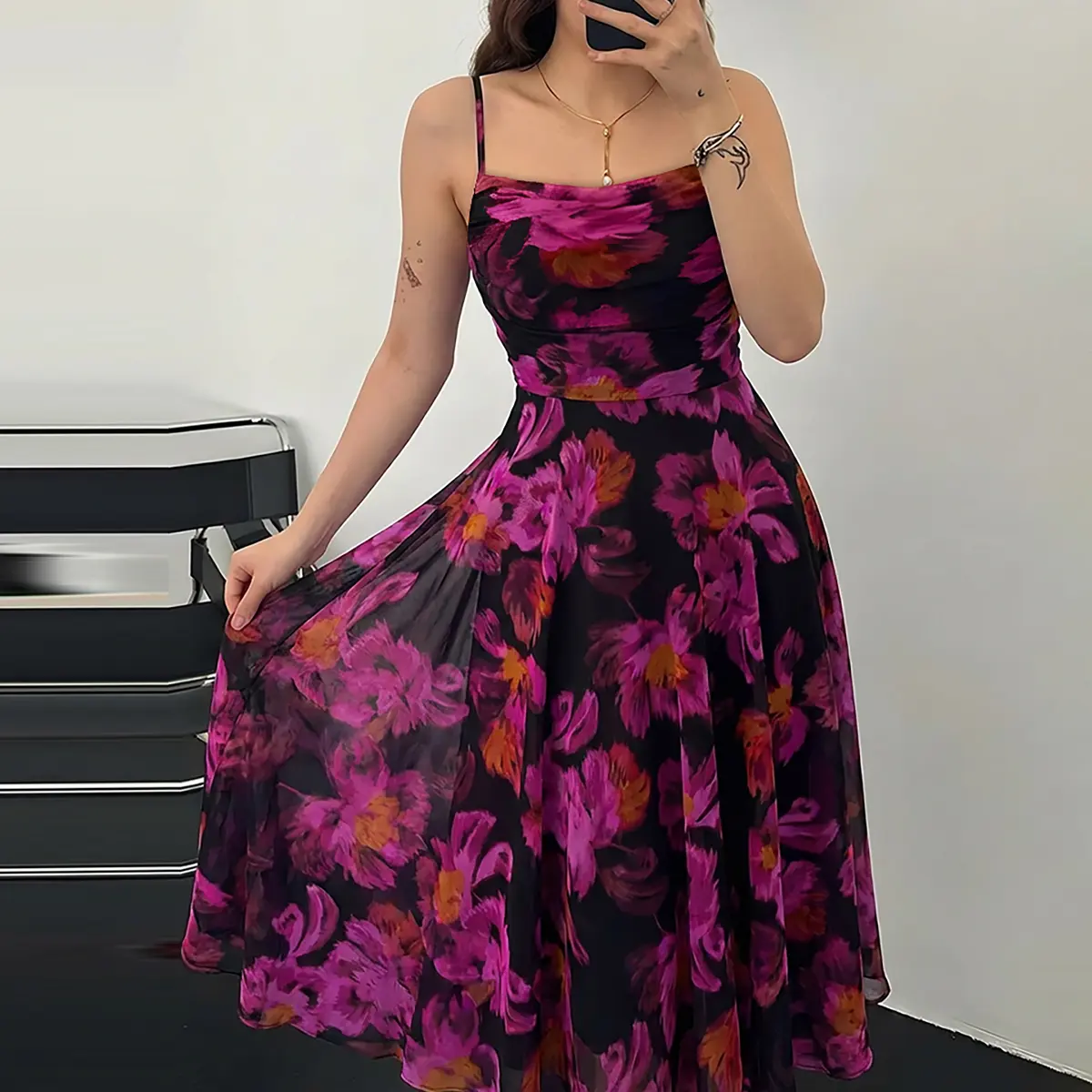 ChicMe Women's Vintage Oil Painting Floral Print Cowl Neck Adjustable Spaghetti Straps A Line Mesh Dress Elegant Cinched Waist Ruched Zipper Back Party Dress - TikTok Shop ChicMe Women's Vintage Oil Painting Floral Print Cowl Neck Adjustable Spaghetti Straps A Line Mesh Dress Elegant Cinched Waist Ruched Zipper Back Party Dress - TikTok Shop