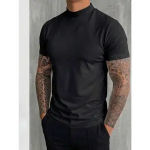 Men's Fashionable Mock Neck Short Sleeve T-Shirt| Exquisite Design| Summer Essential| Easy To Match| Showcase Your Style