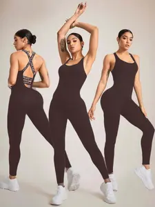 Workout Jumpsuits for Women Gym Clothes Sporty Comfy Sports Jumpsuit Bodycon Jumpsuit One Piece Bodysuit Outfits Romper Yoga Body Suit Tight Onesie
