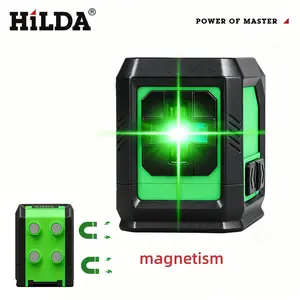 [Christmas gift]HILDA 2-Line Magnetic Laser Level, Self-Leveling, High Precision Green Light - Ideal for Home Renovation, Construction Tools, Christmas Wall DIY, DIY Gifts, Self Levelling Laser, Laser Leveler Tool