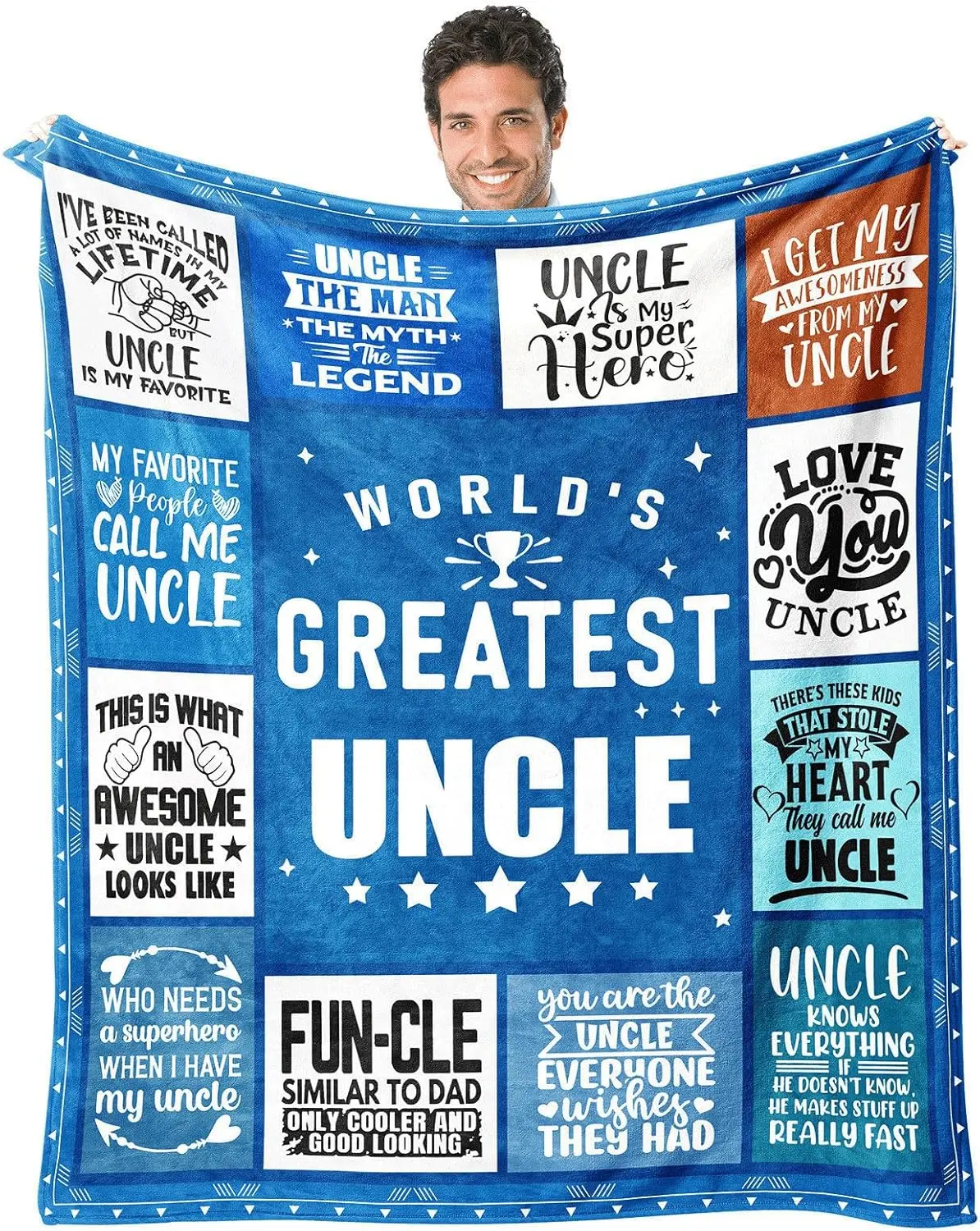 Uncle Blanket Uncle Gifts on Fathers Day from Niece or Nephew - World's Greatest Soft Comfortable Flannel Throw Blanket - Best Christmas Birthday Funcle Present