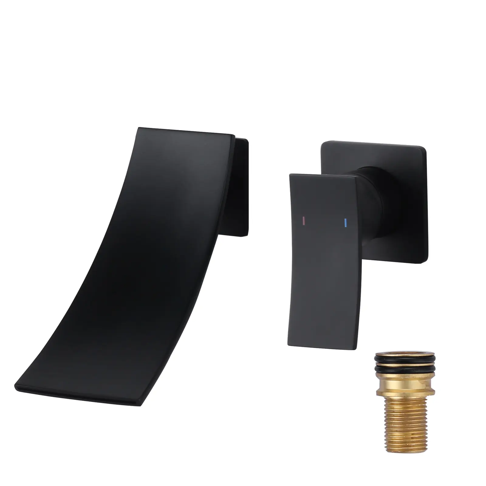 WOWOW Waterfall Bathroom Faucet - Modern Solid Brass Matte Black Single-Handle Wall-Mounted Vintage Traditional Glam Bathing Tap, Including Rough-In Kit