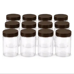 12 plastic jars with caps 16oz , 12 bokal ak kouvèti pou manba, konfiti etc....