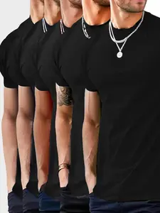 Men's 5-Pack Slim Fit Crew Neck T-Shirts - Menswear Modern Athletic Cut, Versatile Everyday Style, Perfect for Layering, Casual Daily Wear, Gym Training, Streetwear & All-Season Comfort, Essential Basic Tees
