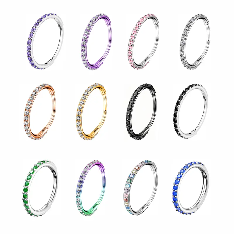 Oufer 20G Hinged Segment Micro Gem Nose Hoop Ring Gift Choice- 316L Stainless Steel