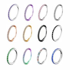Oufer 20G Hinged Segment Micro Gem Nose Hoop Ring Gift Choice- 316L Stainless Steel