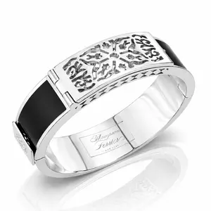 Black "Un Rêve" Perfume Bracelet in Silver Chromium