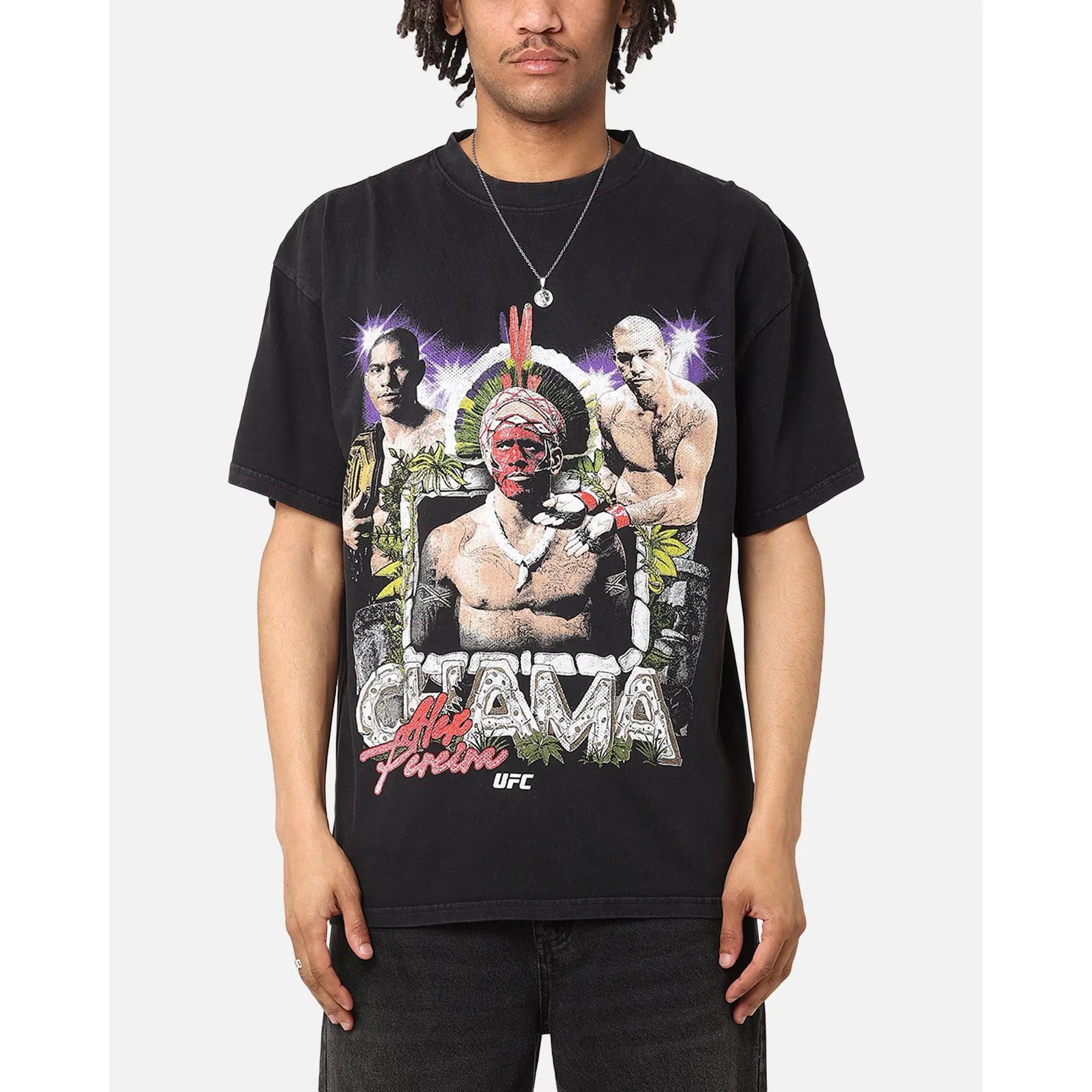 UFC By Culture Kings Alex Pereira Stone Hands Vintage T-Shirt Black Acidwash