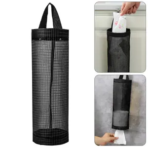 Mesh Plastic Bag Storage Holder - Wall Mounted Grocery Bag Organizer Dispenser,Foldable Shopping Bag Organizer, Kitchen Garbage Bag Storage Pouch