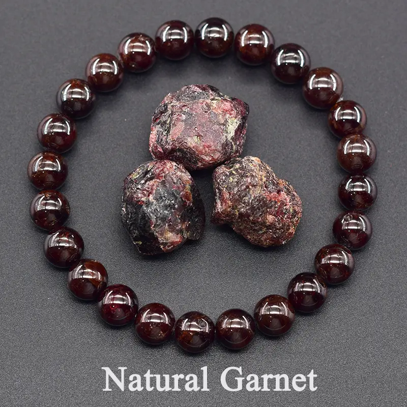 5A Natural Garnet Stone Femme Wine Red Bead Bracelet Women Bangle Men Bracelet Lucky Energy Healing Jewelry Valentine's Day Gift