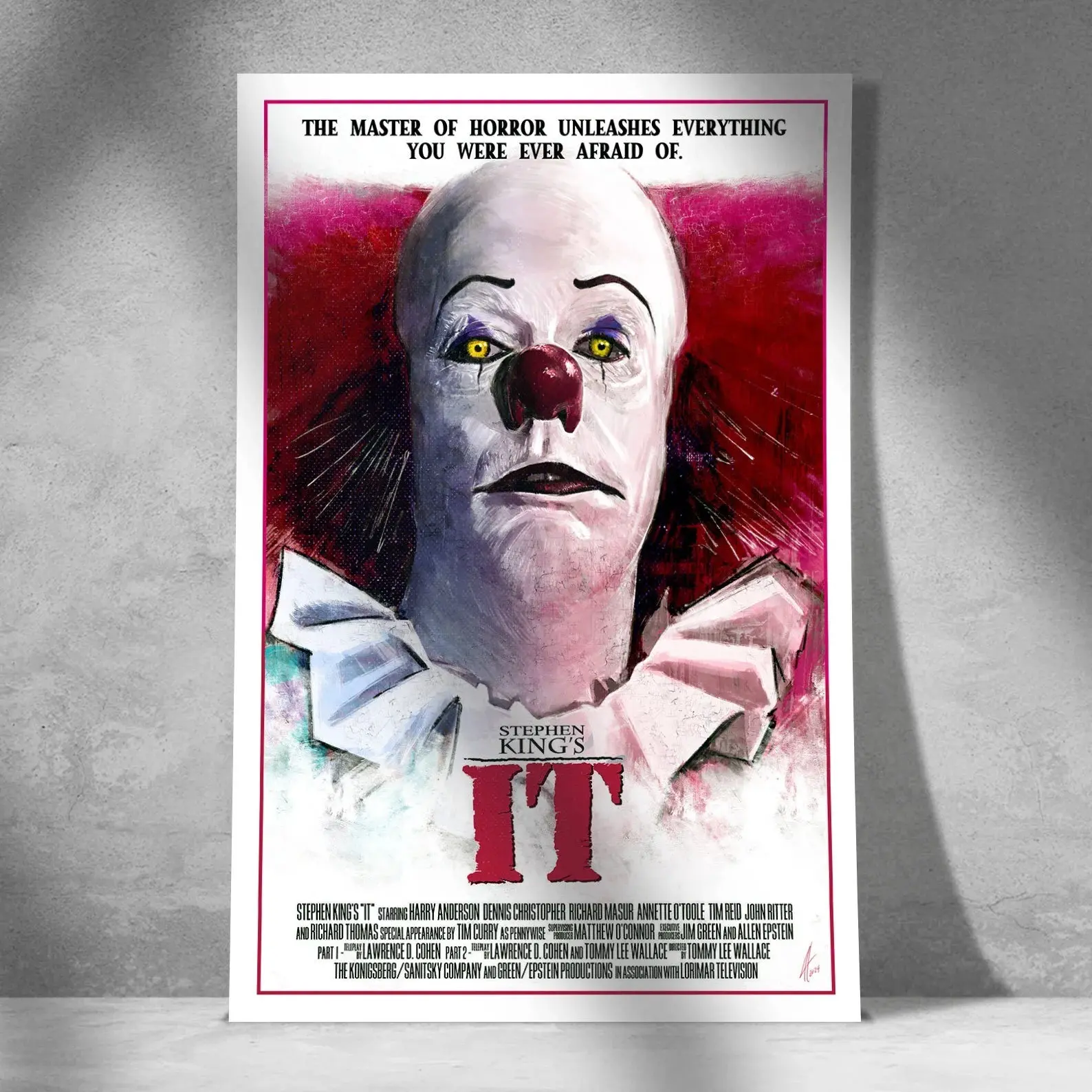 IT (1990) – Classic Stephen King Horror Poster – Featuring Pennywise the Dancing Clown - Wall Art