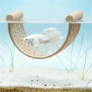 Betta Hammock Floating Decor and Resting Hideout for Betta Fish  Accessories Small Aquarium and Nano Tanks (Light Beige)