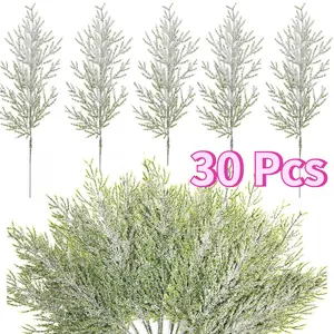 30 Pcs 13.7" Artificial Pine Needles Branches Twigs - Greenery Ceder Sprigs Pine Simulated Plants for Christmas Wreath Home Garden Decoration Decorative Fruit fake plastic flower outdoor planter basket pot Faux Ornaments