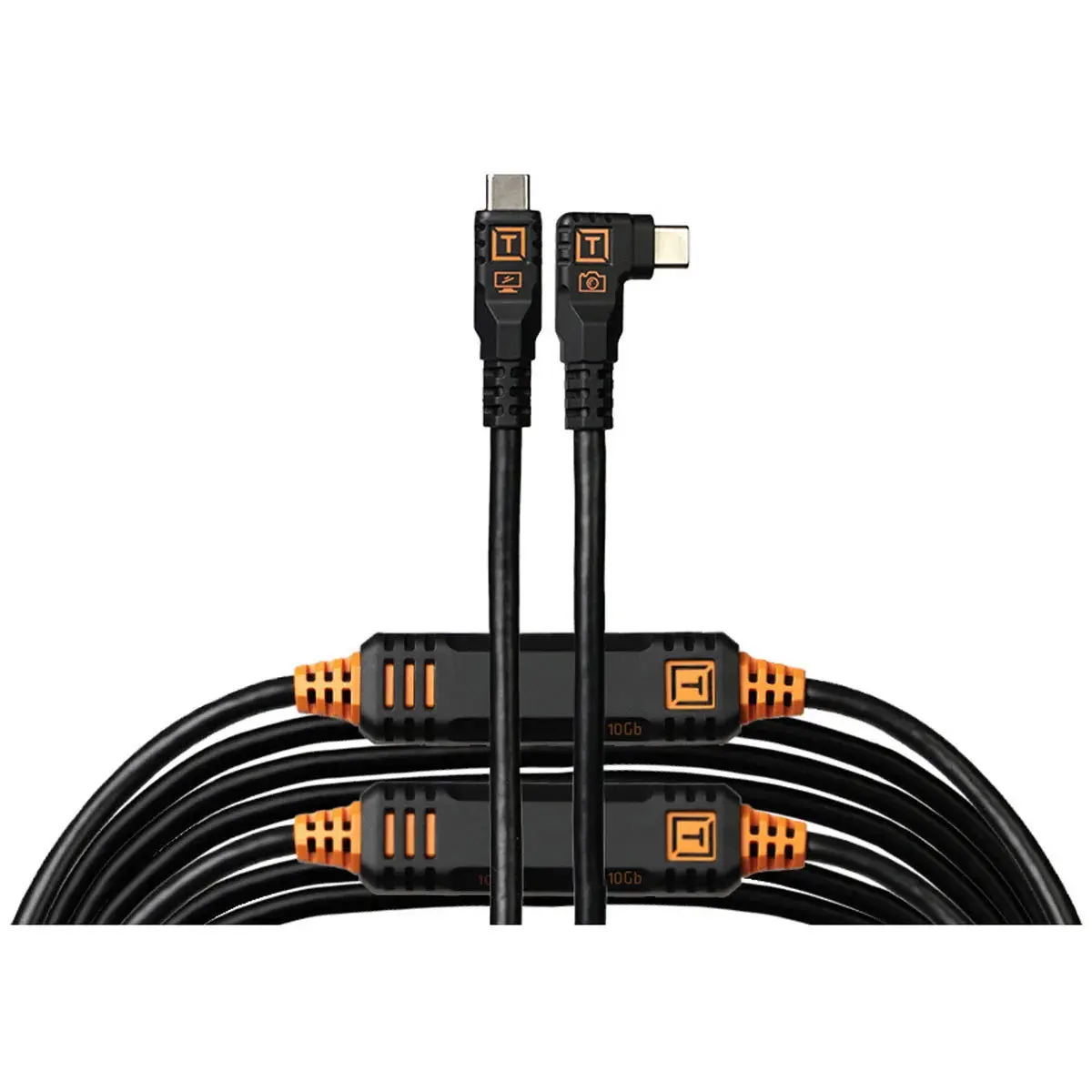 Tether Tools TetherPro Optima 10G 31' USB-C Straight to USB-C Right Angle Cable, Black