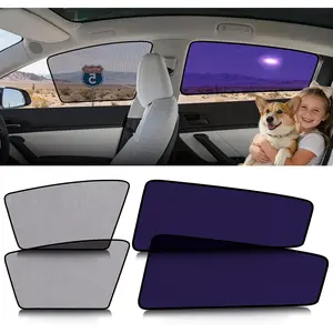 ZATOOTO Tesla Model 3 Car Window Shades 4Pack| Clear for Safe Driving| Bluish-Purple for Passenger Comfort| UV Protection| Static Cling Side Window Sun Shade Blocker with Storage Bag| 2018-2025|