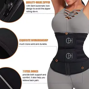 Opulent Waist Trainer with Quality-Made Zipper Semi-Automatic Lock Design 7 Steel Bones for Support and Comfort