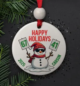 Trending Slang 67 and 41 Ornament Personalized for Gen Alpha & Gen Z Teens, Snowman Six Seven Forty One Design, Popular Meme Christmas