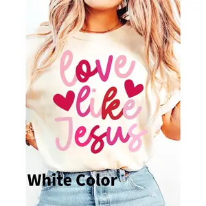 Retro Love Like Jesus Coquette Shirt, Coquette Heart Bow Shirt, Coquette Valentine Shirt, Jesus Valentine Shirt, Valentines Day Tee, 100%25, Birthday Valentine Anniversary Gifts for Boyfriends Girlfriends, Machine Washable