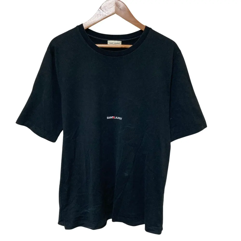 Pre-owned Yves Saint Laurent Cotton Small Leather Goods Saint Laurent Paris Logo Print T Shirt