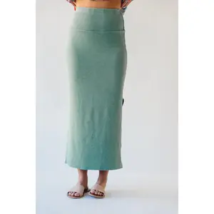 The Tripoli Mineral Washed Midi Skirt in Teal