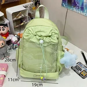 Embroidered Japanese Cute Ita Backpack Transparent 20cm Doll Y2k Shoulder Bag Drawstring Casual College Crossbody Bag Girls Gift