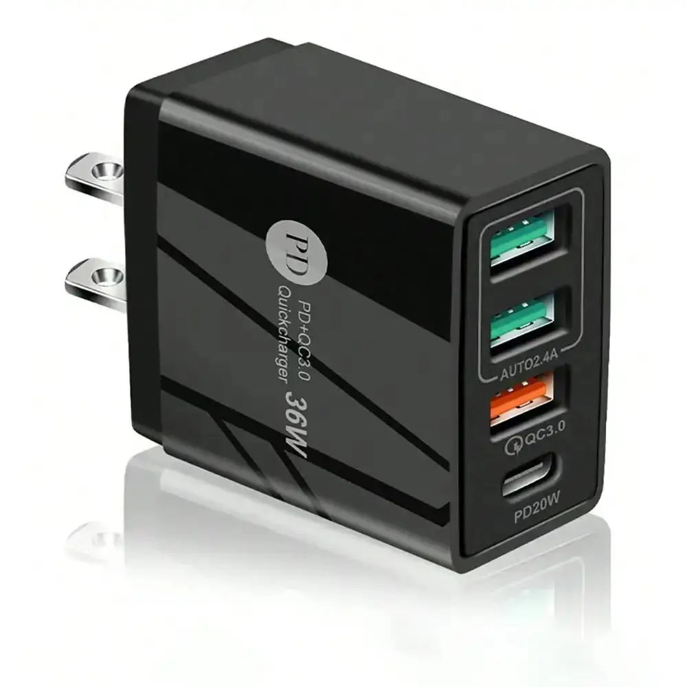36W USB-C Power Adapter, Four-Port Fast Charging Charger, PD USB-C Type C Wall Charger, Compatible with iPhone 12/13/14/15, Samsung, Android, Electronic, Devices, High Speed Charger