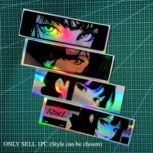 1PC Fits vehicle windows, skateboard decks & figure display boxes, it “adds anime dark vibe” during daily commutes, cool check-ins & anime meets, the holographic border+half-face peeking design fits various items