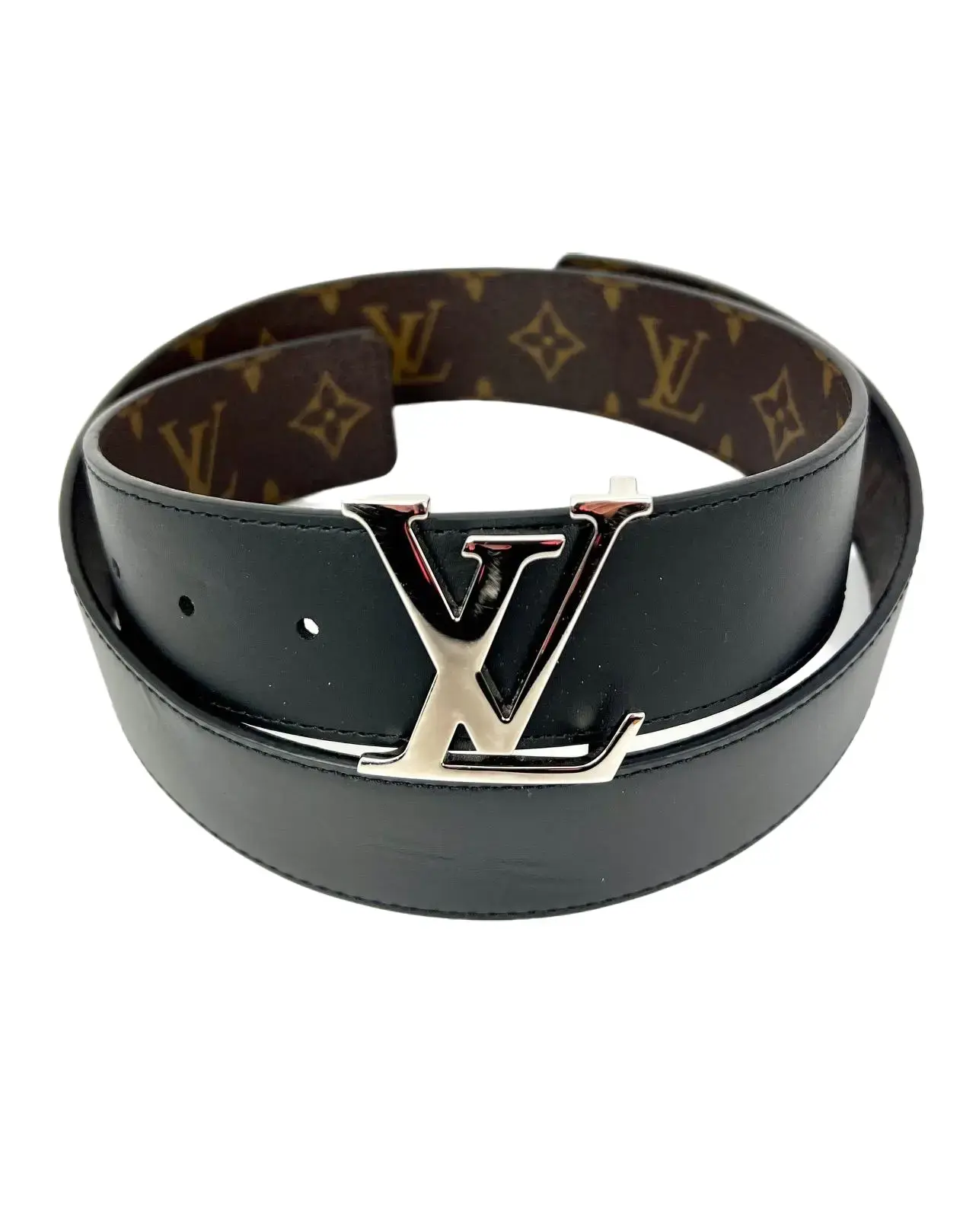 Pre-owned Louis Vuitton Initiales 40mm Black Reversible Monogram Belt 80/32