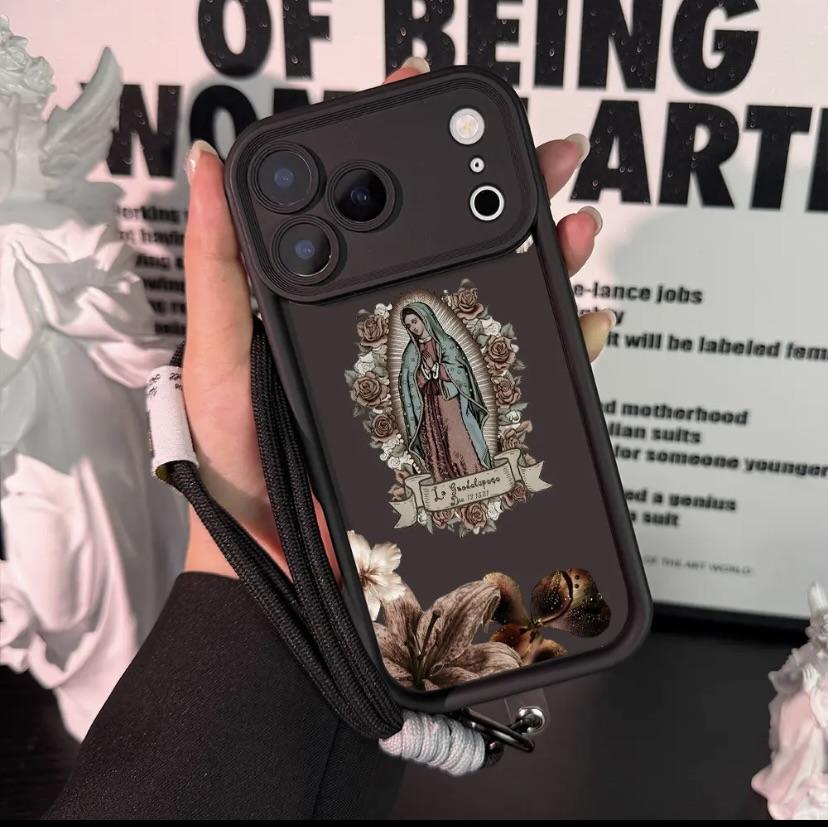 Virgin Mary and Flowers Pattern Phone case foriPhone Samsung 17Pro Max Air 16Plus E 15 14 1312 11 XR XS Galaxy S25 S24 S23 S22 A71 A56 A55A54 A53 A52 Note20 cases, Soft TPU, BumperDrop Protection, Rugged Durable Back Cover,Perfect Gift for Girls.AE7